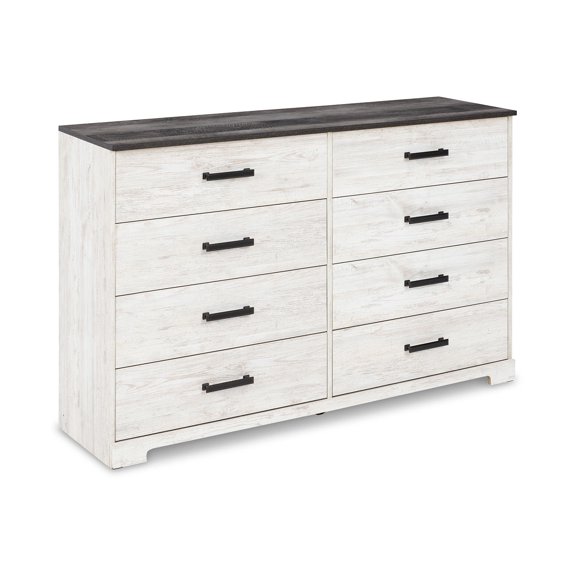 Signature Design by Ashley Shawburn Modern Farmhouse 8 Drawer Dresser, Whitewash & Dark Gray