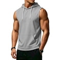 thumbnail image 3 of Evdexr Sleeveless Hooded Tank Tops for Men Workout Gym Training Hoodies Bodybuilding Muscle Cut Off T-Shirts Light Gray 2XL, 3 of 8