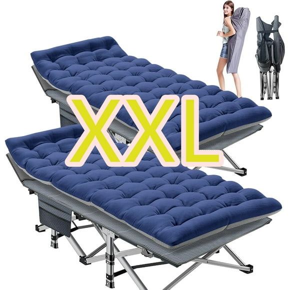 ABORON Lot de 2 Lits de Camp Pliants Surdimensionnés TTG pour Adultes et Enfants, 78 Pouces L x 32 Pouces L x 18 Pouces H Grands Lits d'Appoint Pliants, Lit de Couchage Pliant 900 Lb avec Matelas Double Face et Sac de Transport