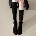 thumbnail image 2 of Yuanlong Womens Stockings Solid Ruched Slouchy Knit Stretchk Mid-Calf Socks Comfort Casual Daily Home Lady Slouch Socks, 2 of 6