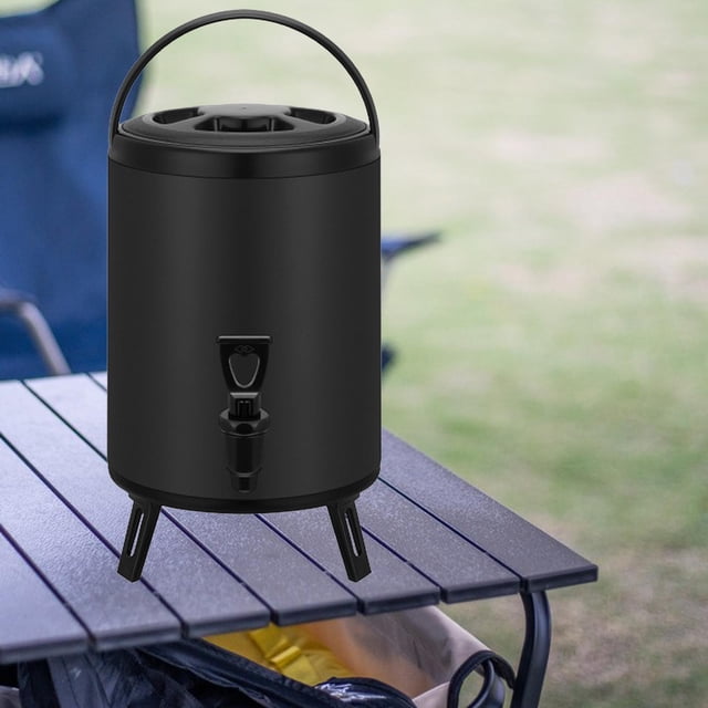 Dispensador de bebidas aislado, barril aislado de acero inoxidable, con grifo, dispensador de bebidas frías y calientes para jugo, sopa, té caliente negro