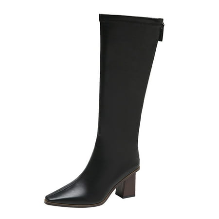 

Bkolouuoe Thigh High Stretch Boots Wide over Knee Womens Size Heels Ladies Autumn And Winter Fashion Handsome Retro for Women Lace up with Heel
