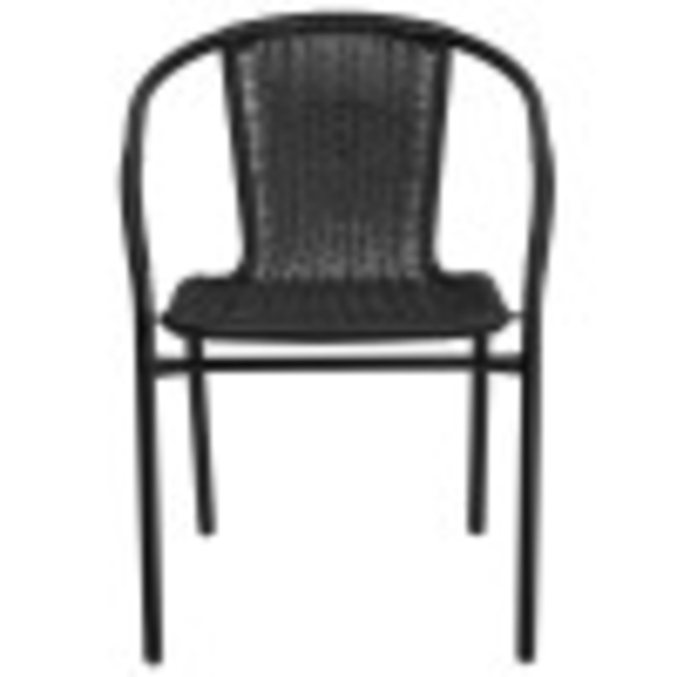 Emma + Oliver 2 Pack Black Rattan Indoor-Outdoor Restaurant Stack Chair with Curved Back