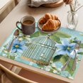 thumbnail image 3 of Birds Cage Placemats Set of 12 Spring Botanical Blue Floral Place Mats Indoor Wipeable Table Mats Washable Cloth Dining Table Placemats for Kitchen Holiday Party Home Decor 13x19 Inch, 3 of 9
