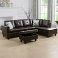 thumbnail image 3 of Hommoo Semi PU Synthetic Leather Rectangular Storage Ottoman, Bench Tufted Footrest, Modern Lift Top Pouffe Ottoman for Living Room, Brown, 3 of 4