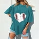 thumbnail image 5 of Tops de manga corta con hombros caídos informales de verano para mujer, camisetas divertidas con cuello redondo y estampado de béisbol OAVQHLG3B Store  lin121212, 5 of 5