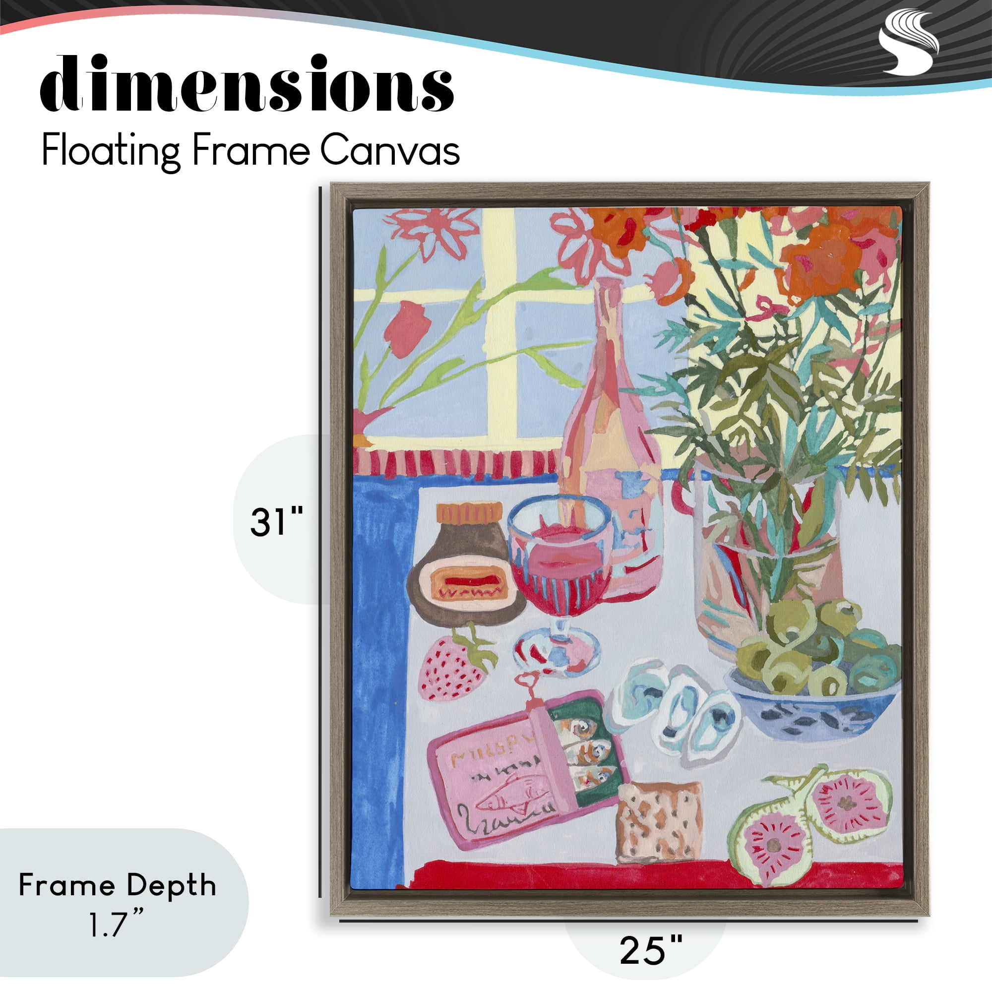 Stupell Industries Red & Blue Table Setting Brown Framed Floater Canvas Wall Art, design by Melissa Wang