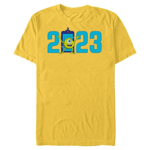 Disney and Pixar’s Monsters Inc Mike Wazowski 2023 New Year - Short Sleeve Blended T-Shirt for Adults - Customized-Yellow