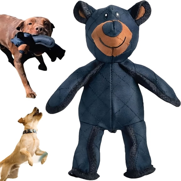 BESTSKY Indestructible Dog Toy Bear - Durable Sturdy Plush Chew Toy for Aggressive Chewers Large Breed Dogs, Soft Cotton Linen Interactive Puppy Toy, 11 Inch (1 Pack)