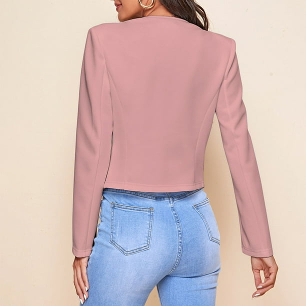 Chaquetas De Trabajo Informales Para Mujer, Bolsillos Con Cremallera, Chaquetas De Mujer, Manga Larga, Color Puro, Cómodas, Transpirables Para Mujeres Para La Oficina Para Ir De ANGGREK Otros