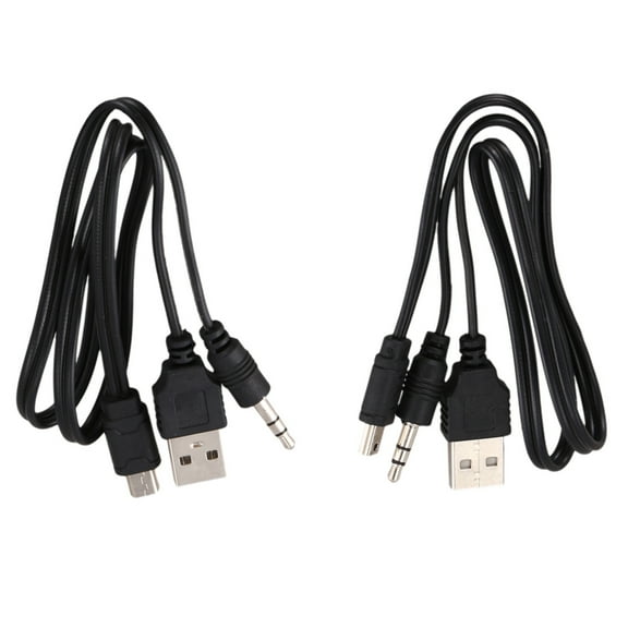 USB 2.0 to Mini A Male 3.5mm Jack Plug Audio Data Cable 45cm 2 Pcs Black,2 x USB Cables