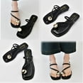 thumbnail image 6 of Women's Flat Sandals with Metal Toe Ring Square Open Toe Casual Summer Beach Sandals, 6 of 12