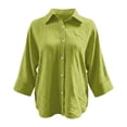 thumbnail image 3 of Button Down Shirt Collared 3/4 Sleeve Flowy Business Casual Shirts Dressy Work Travel Blouses, 3 of 5