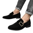thumbnail image 2 of Xfvqtps Mens Casual Shoes British Style Suede Surface Metal Buckle Fashion Classic Comfortable Soft Sole Casual Matte Moccasins Shoes Black, 2 of 7