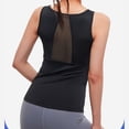 thumbnail image 3 of Fengqque Womens Sleeveless Round Neck Basic Slim Fit Tank Top Back Mesh Hollow Yoga Womens Camisole Black L(L), 3 of 9