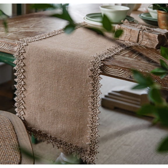 Rustic Burlap Jute Table Runner Farmhouse French Country Table Accessory