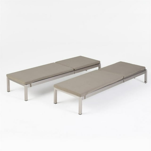 Noble House Chaise Longue d'Extérieur en Corail en Kaki (Lot de 2)