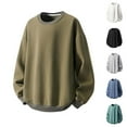 thumbnail image 2 of ZCFZJW Mens Fashion Crewneck Sweatshirts Casual Patchwork Long Sleeve Basic Solid Color Pullover Tops Loose Oversized Baggy Workout Shirts Army Green XXXXL, 2 of 6