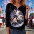 thumbnail image 4 of GEWSEY America 250 Tshirt 3/4 Sleeve Tops V Neck Independence Day Shirts Patriotic Pattern Tunic Tops (Black, L), 4 of 8