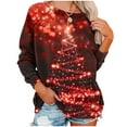 thumbnail image 4 of Uootdi Christmas Sweatshirts for Women Gift Christmas Trees Snowflake Snowman Reindeer Sequined Print Blouse Long Sleeve T Shi rts for Women, 4 of 7