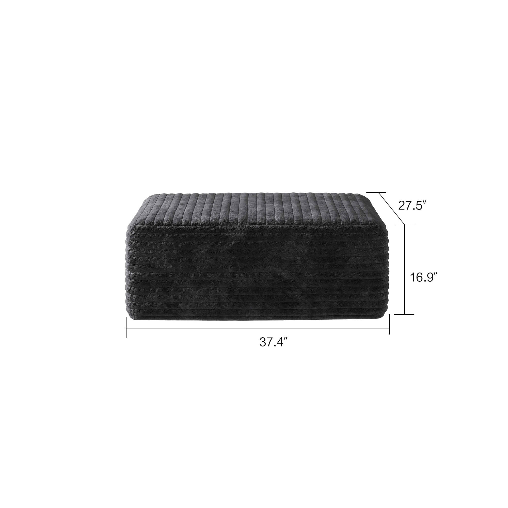 MAYEERTY Sofa Ottoman, No Assembly Required Plush Corduroy Fabric, Black