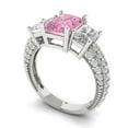 thumbnail image 2 of 3.61 ct Emerald Cut Simulated Pink Diamond 3 Stone 18K White Gold Womens Engagement Ring, 2 of 5