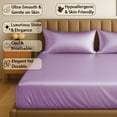 thumbnail image 4 of Amay Satin Silk Fitted Sheet – King Size, Lavender– Deep Pocket 16 Inch, Lightweight Summer Bedding with Sleek Finish for Modern Bedroom, Guest Room, or Dorm, 4 of 6