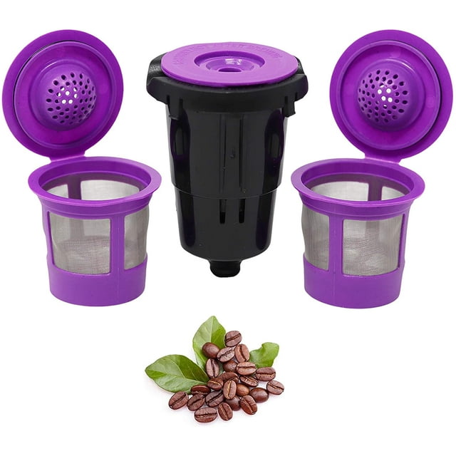 Tasses K Réutilisables pour Keurig K-Mini, K Mini Plus, K-Express et K Glacé avec Adaptateur par - Keurig Mini Plus Tasses K Rechargeables pour Mini Keurig (3 Dosettes de Café Rechargeables + Adaptateur)