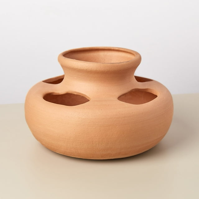 Indoor Terra Cotta Pot Large Multi Holes Clay Planter, 8 Inch