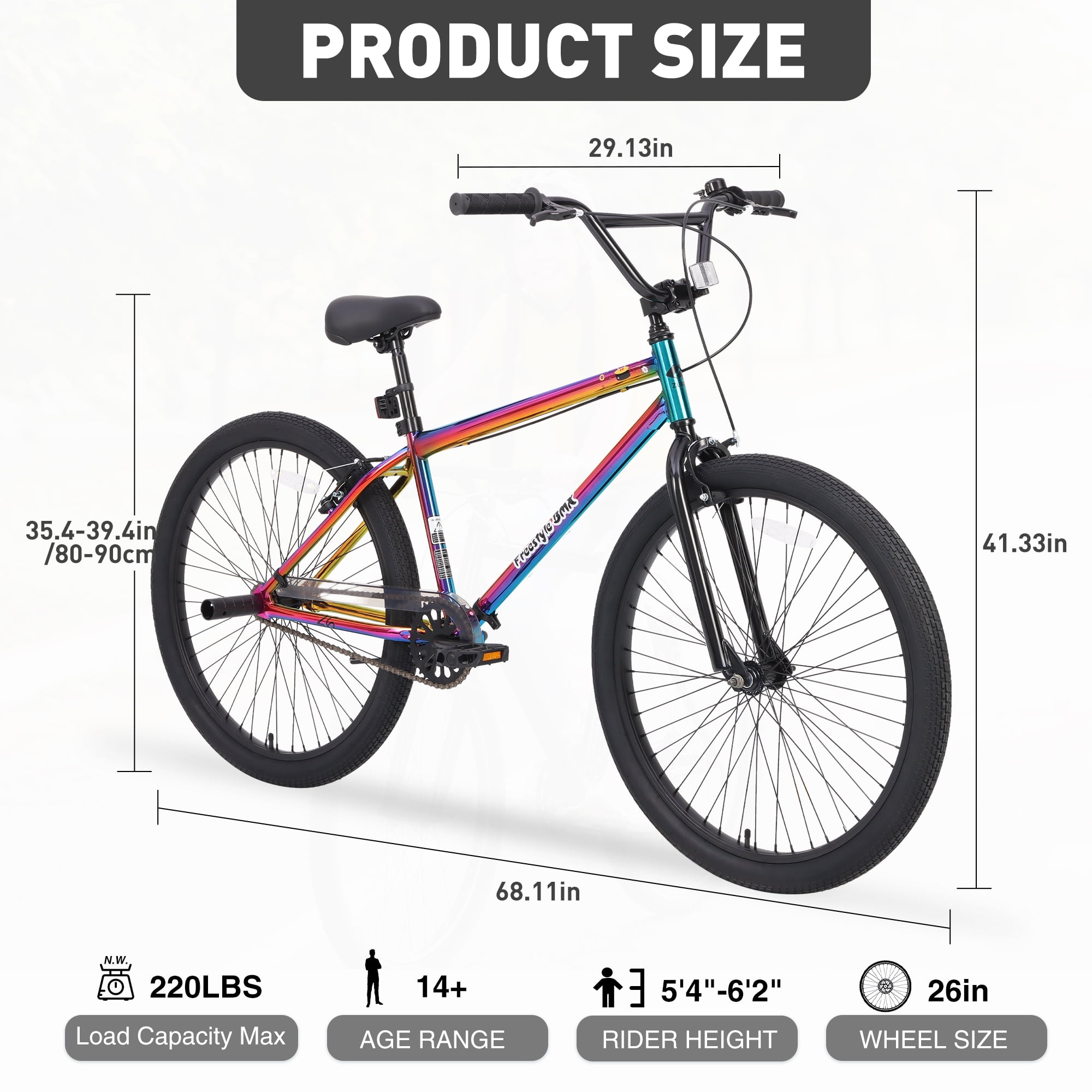 Zukka Freestyle Kids Bike Front Caliper Rear V Brakes 26 Inch