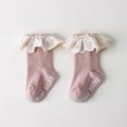 thumbnail image 2 of Krdevn Fuzzy Socks,Toddler Mid Calf Socks with Ruffle Edge for Autumn Baby Walking Socks for Girls,Size:1-2 Years, 2 of 3