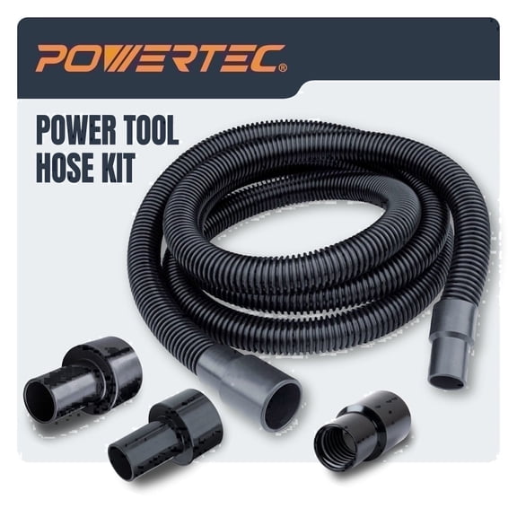 POWERTEC 10ft. Dust Collection Hose Kit with 5 Fittings for Woodworking Power Tools Home and Wet/Dry Shop Vacuums , 70347