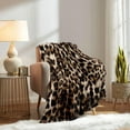thumbnail image 3 of Brown Leopard Throw Blanket, Cheetah Print Blanket, Cozy Soft Blanket, Lightweight Blanket, Fluffy Fuzzy Warm Plush Flannel Blanket, Fleece Blanket for Couch, Bed, Sofa, Travel, 40"x50", 3 of 7