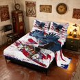thumbnail image 2 of Manfei Floral Eagle Flag Bed Sheets, Patriotic Flower Full Size Sheets, Red White Blue, Gray Reversible 4 Pieces (1 Flat Sheet, 1 Fitted Sheet and 2 Pillowcases), 2 of 6