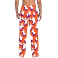 thumbnail image 4 of FORMRS Mens Pajama Pants with Pockets Cotton Sleepwear Lounge Bottoms Sizes S-2XL, Orange Cartoon Ghost Pattern, 4 of 7