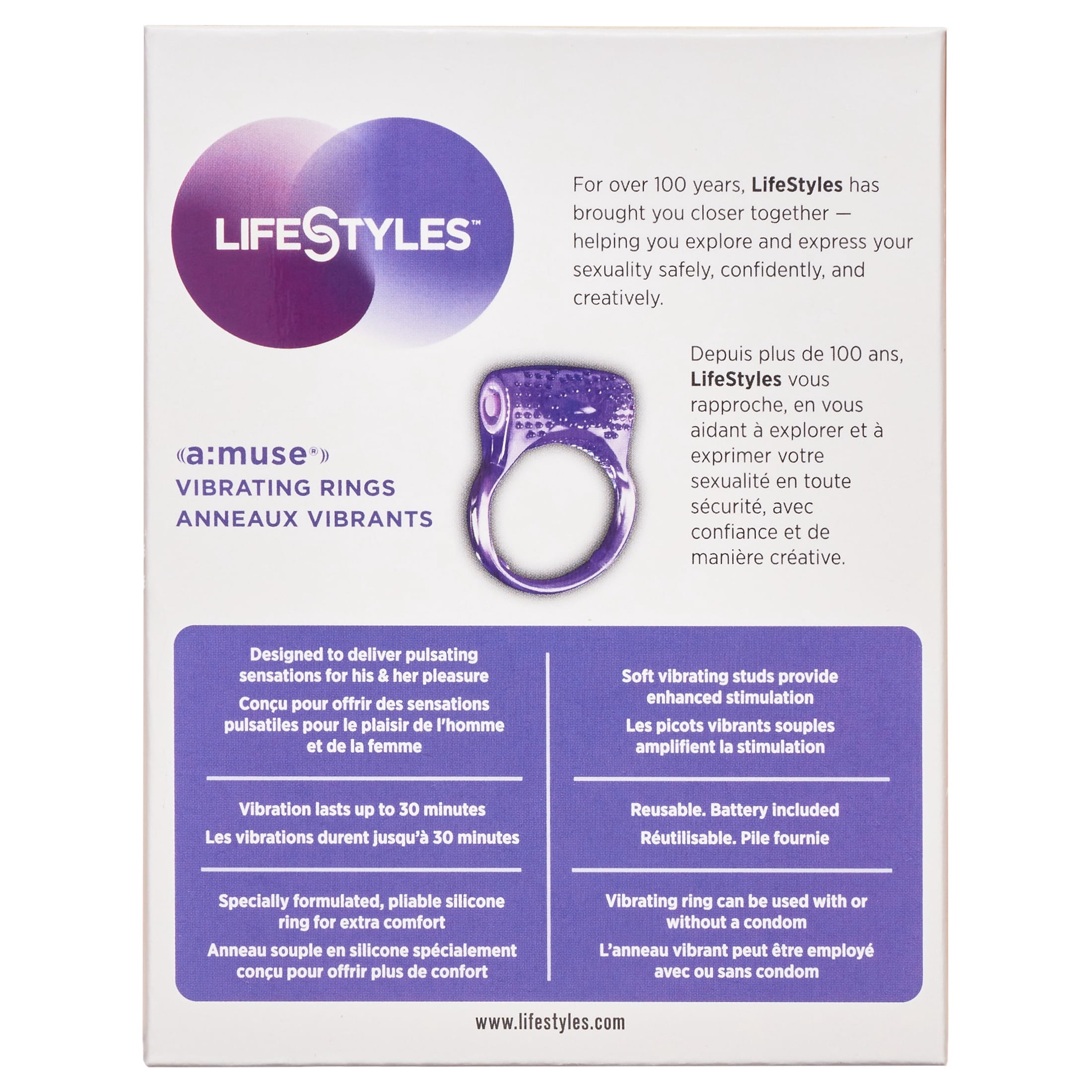 Lifestyles Multi-Pleasure Vibrating Ring Massager, 4 Count