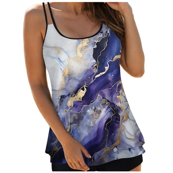 Ramiter Women Tankini Bathing Suit Tops for Women Tankini Tops Only Tummy Control Swim Tops Swimwear Beachwear Bikini Plus Size Tankini Top Only No Bottom Purple,M