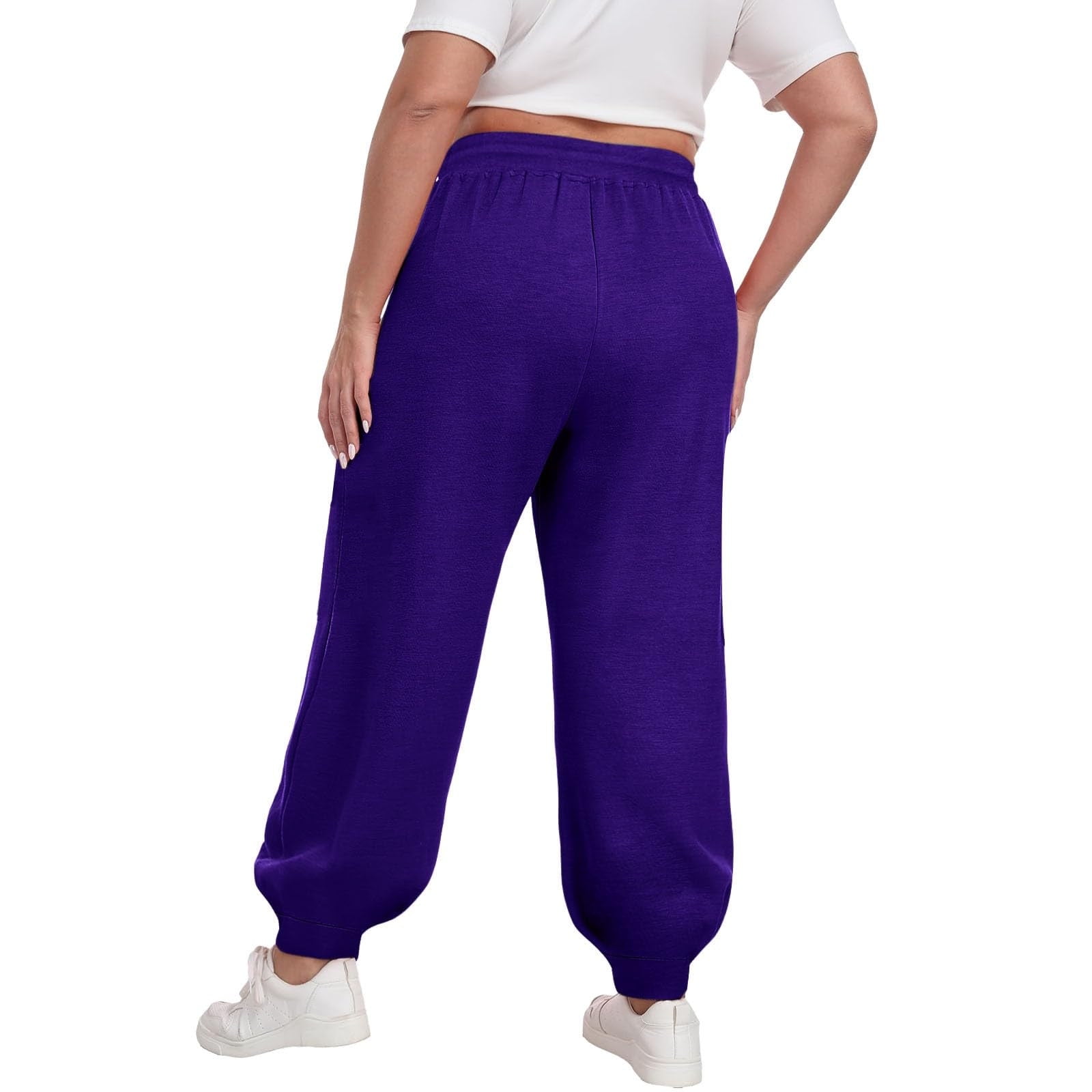 Womens High Waisted Joggers Sweatpants,Fleece Cotton Elastic Drawstring Plus Size Yoga Athletic Sweat Pant Women - image 5