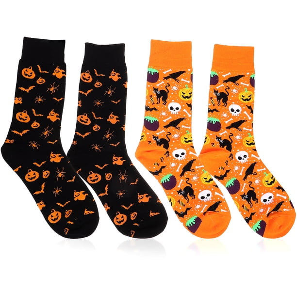 2 pares de calcetines de Halloween, calcetines altos, medias largas, calcetines por encima de la rodilla, accesorios para disfraces de Halloween