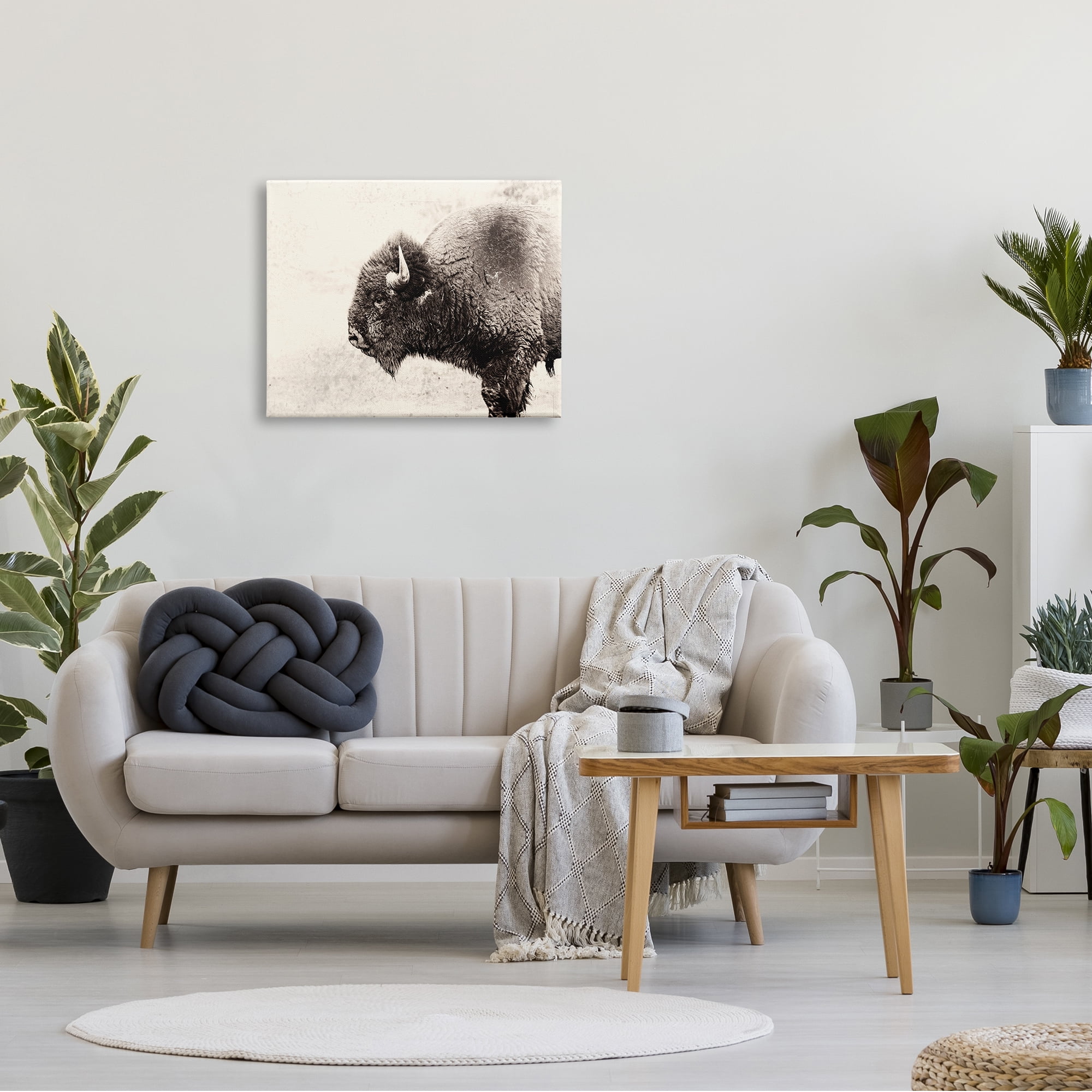 Stupell Industries Shaggy Buffalo Rustic Portrait Vintage Sepia Tone Photography, 30 x 24,Design by Nancy Crowell