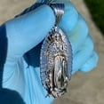 thumbnail image 2 of 925 Sterling Silver La Virgen De Guadalupe Holy Blessed Virgin Mary Oval Iced 9 Grams Charm Pendant 2" Inch, 2 of 9