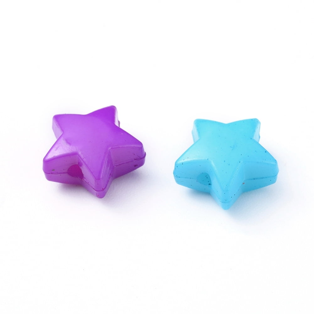 Opaque Acrylic Beads Star Mixed Color 12x12x6mm Hole: 2mm about 1340pcs/500g
