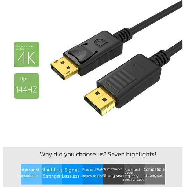 Línea dp grande macho a macho versión 1.2 4K a tarjeta gráfica de monitor de computadora línea de conexión de competencia eléctrica HD versión 1.4 línea 8Kdp