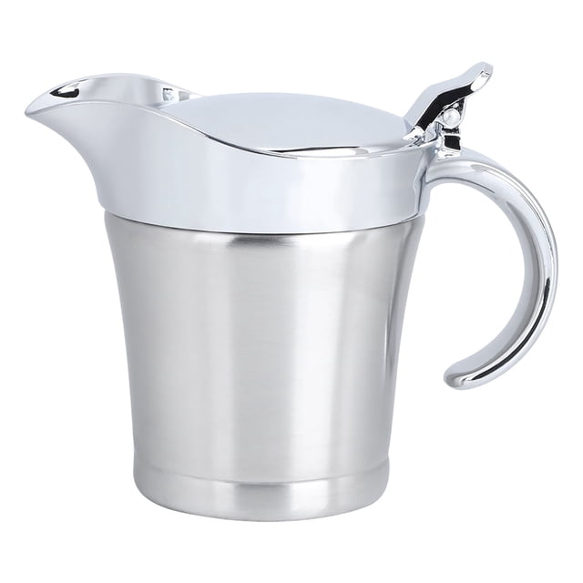 450ml 304 Stainless Steel Double Insulated Saucepan Boat Service Pot With Hinged Lid Kitchen Utensils Table Dining Room