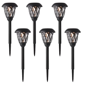 Mainstays Solar Pathway Lights, 6-Pack Black Lattice