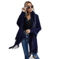 thumbnail image 1 of Suéter informal abrigo de longitud media a prueba de frío suave mujer invierno cuello de felpa capa larga, 1 of 5