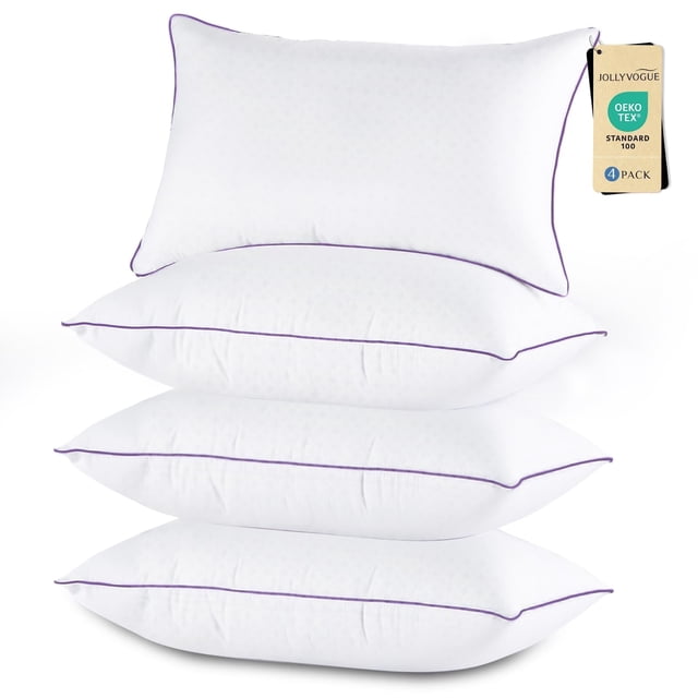 Juego de 4 almohadas JOLLYVOGUE, tamaño estándar, con alternativa al plumón