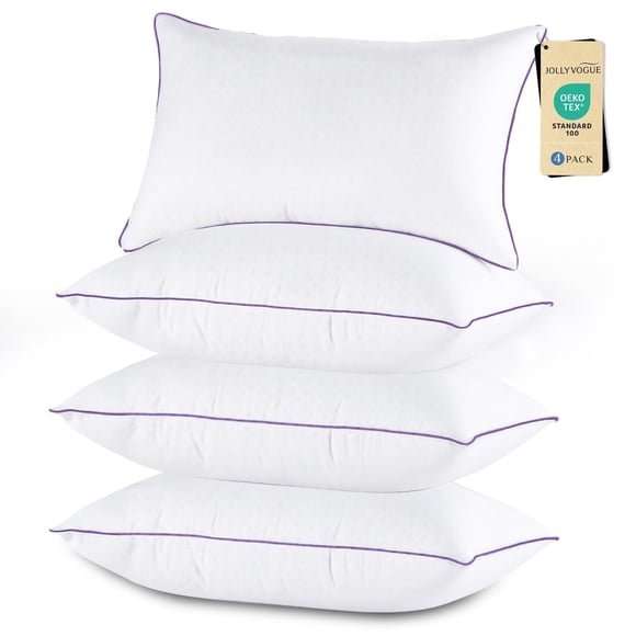 Juego de 4 almohadas JOLLYVOGUE, tamaño estándar, con alternativa al plumón