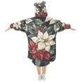 thumbnail image 2 of FORMRS Wearable Blanket Hoodie with Sleeves for Kids Cozy Flannel Sweatshirt, White Christmas Leaves, 2 of 7