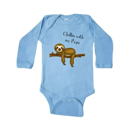 

Inktastic Chillin with Papa Sloth Cute Gift Baby Boy Long Sleeve Bodysuit
